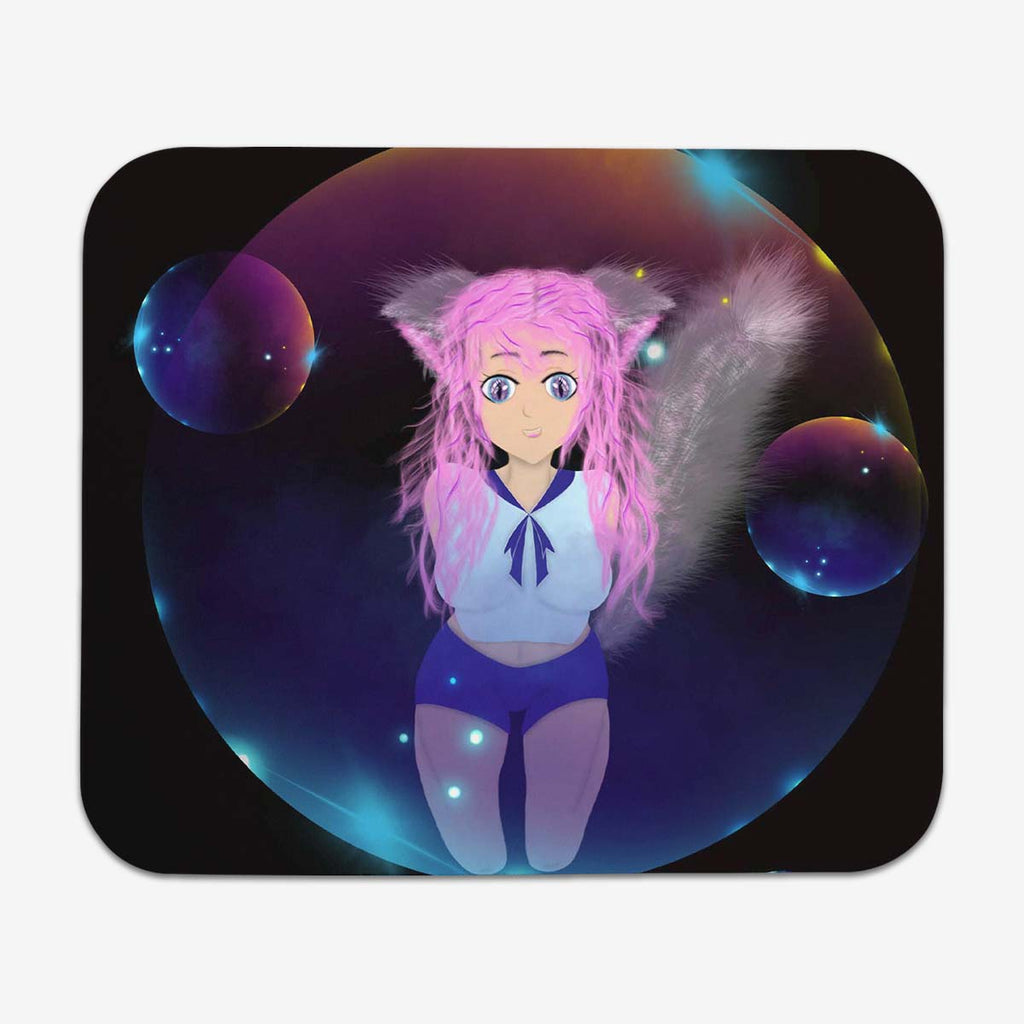Bubbly Anime Cat Girl Mousepad - Katiria Cortes - Mockup