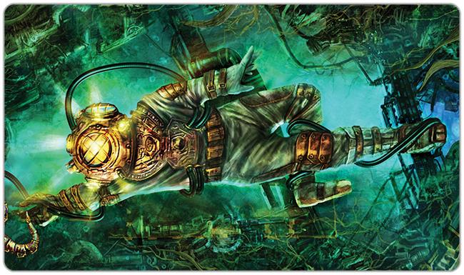 Steampunk Diver Playmat - Evocative Experiments - Mockup