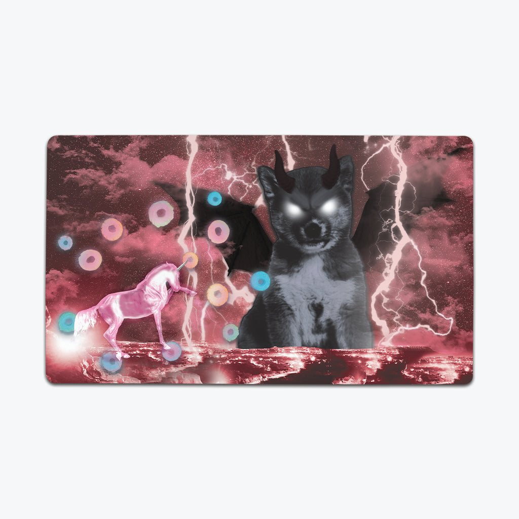 Plastic Unicorn Vs Shiba Demon Thin Desk Mat