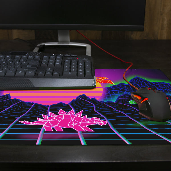 Vaporwave Robot Dinosaur Thin Desk Mat – Inked Gaming