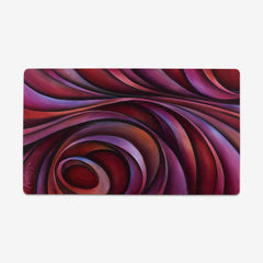 Wrapped by Michael Lang. Purple and red swirl pattern. 