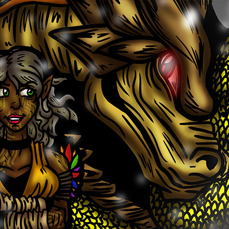Art: An Elf and Her Amber Dragon