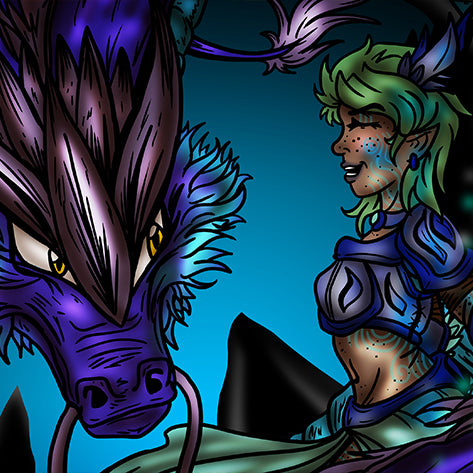 Art: An Elf and Her Cobalt Dragon