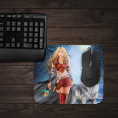Winter Princess and Wolf Mousepad