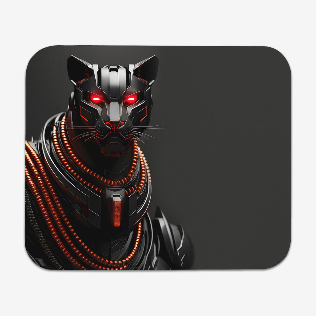 Red Cyborg Panther Mousepad