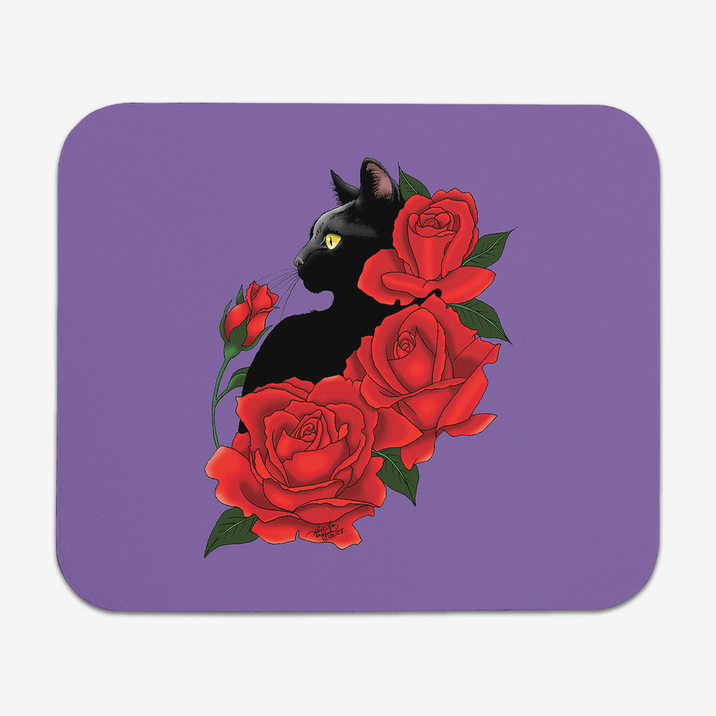 Black Cat And Roses Mousepad