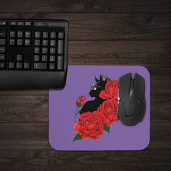 Black Cat And Roses Mousepad