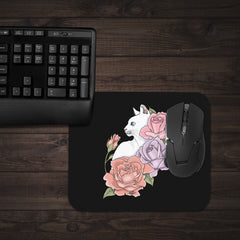 White Cat And Roses Mousepad