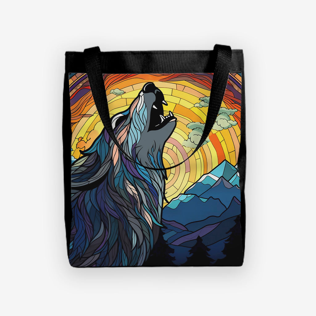 Stained Glass Wolf Day Tote
