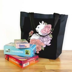 White Cat And Roses Day Tote