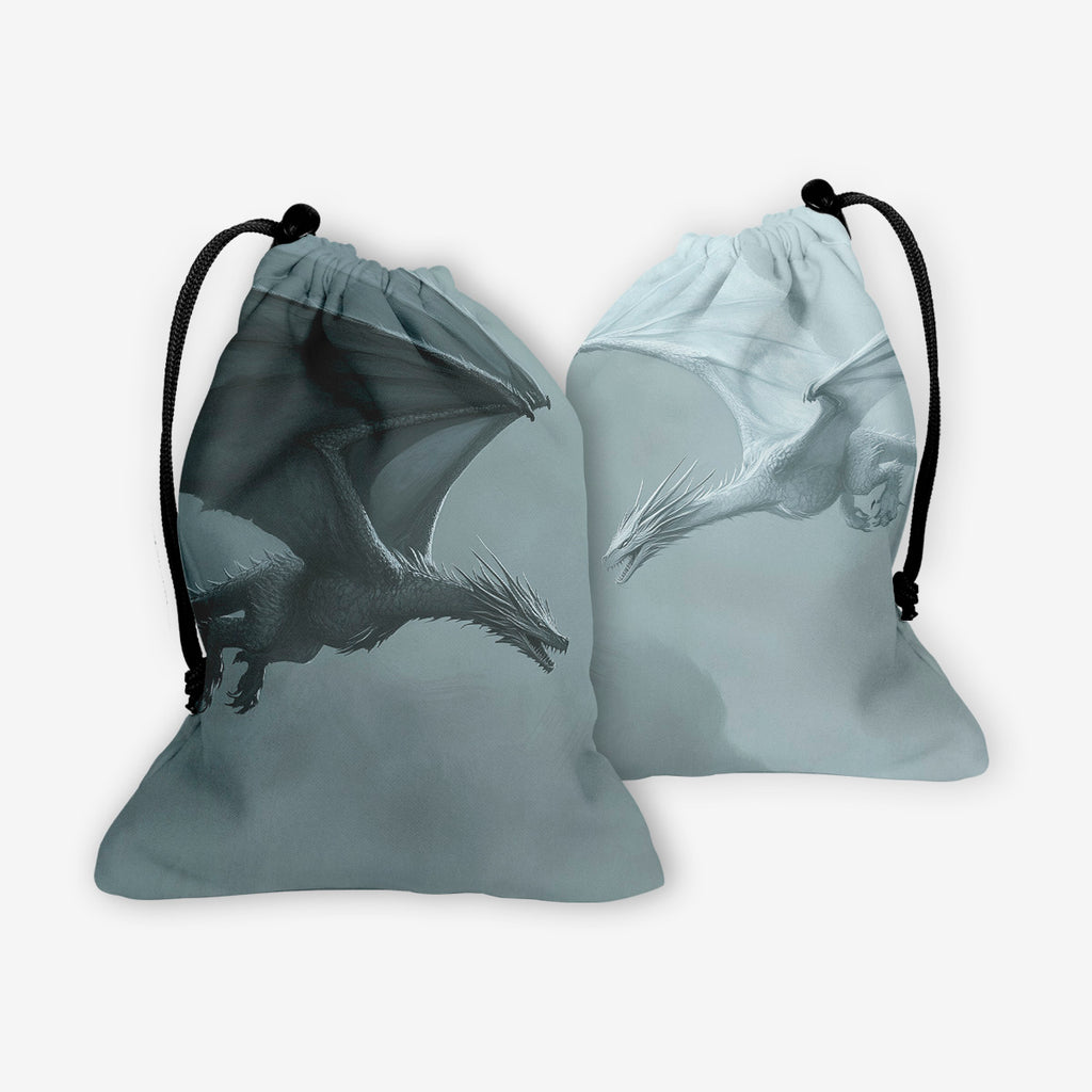 Black and White Dragons Dice Bag