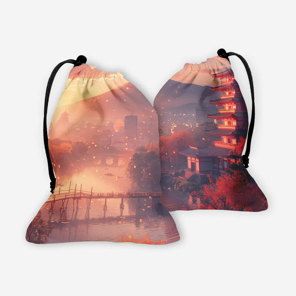 Peaceful Spring Village Dice Bag