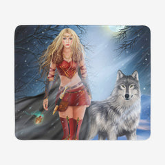Winter Princess and Wolf Mousepad