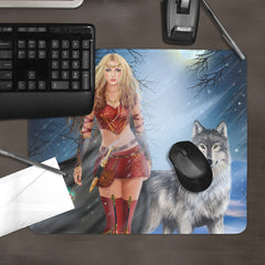 Winter Princess and Wolf Mousepad