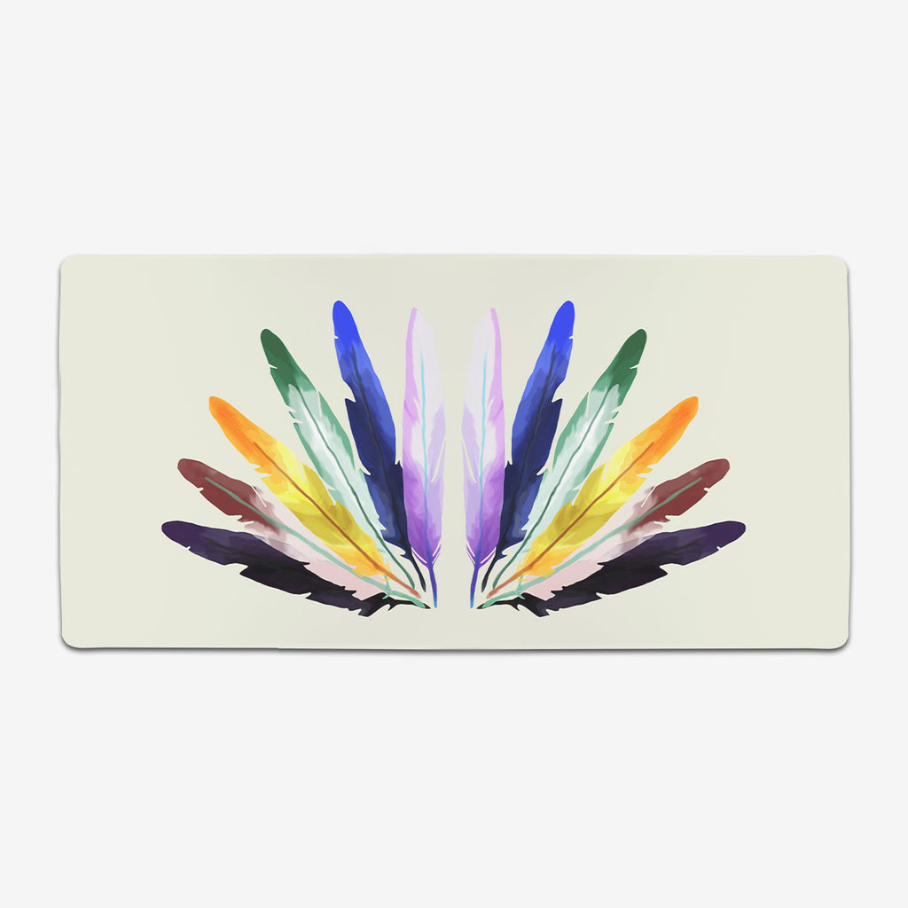 Rainbow Feathers Extended Mousepad