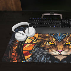 Royal Cat Stained Glass Extended Mousepad