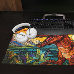 Stained Glass T-Rex Extended Mousepad