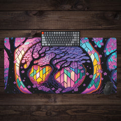 Stained Glass Cherry Blossom Extended Mousepad