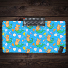 Mermaid Cats and Sea Shells Extended Mousepad