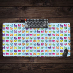 Rainbow Cat Faces Extended Mousepad