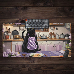 Kitty In A Lilac Apron Extended Mousepad