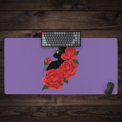 Black Cat And Roses Extended Mousepad
