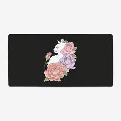 White Cat And Roses Extended Mousepad