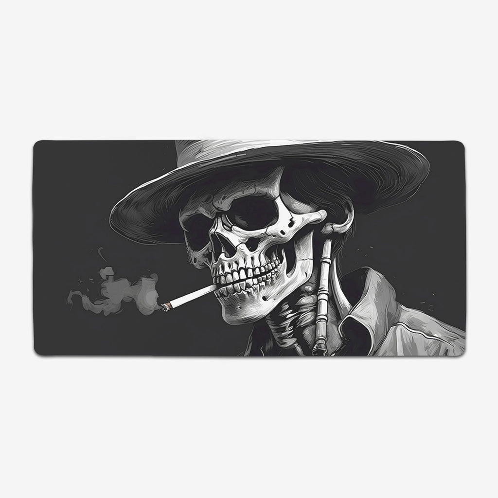 Black And White Smoking Skeleton Extended Mousepad