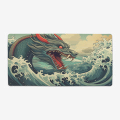 Blue Japanese Water Dragon Extended Mousepad
