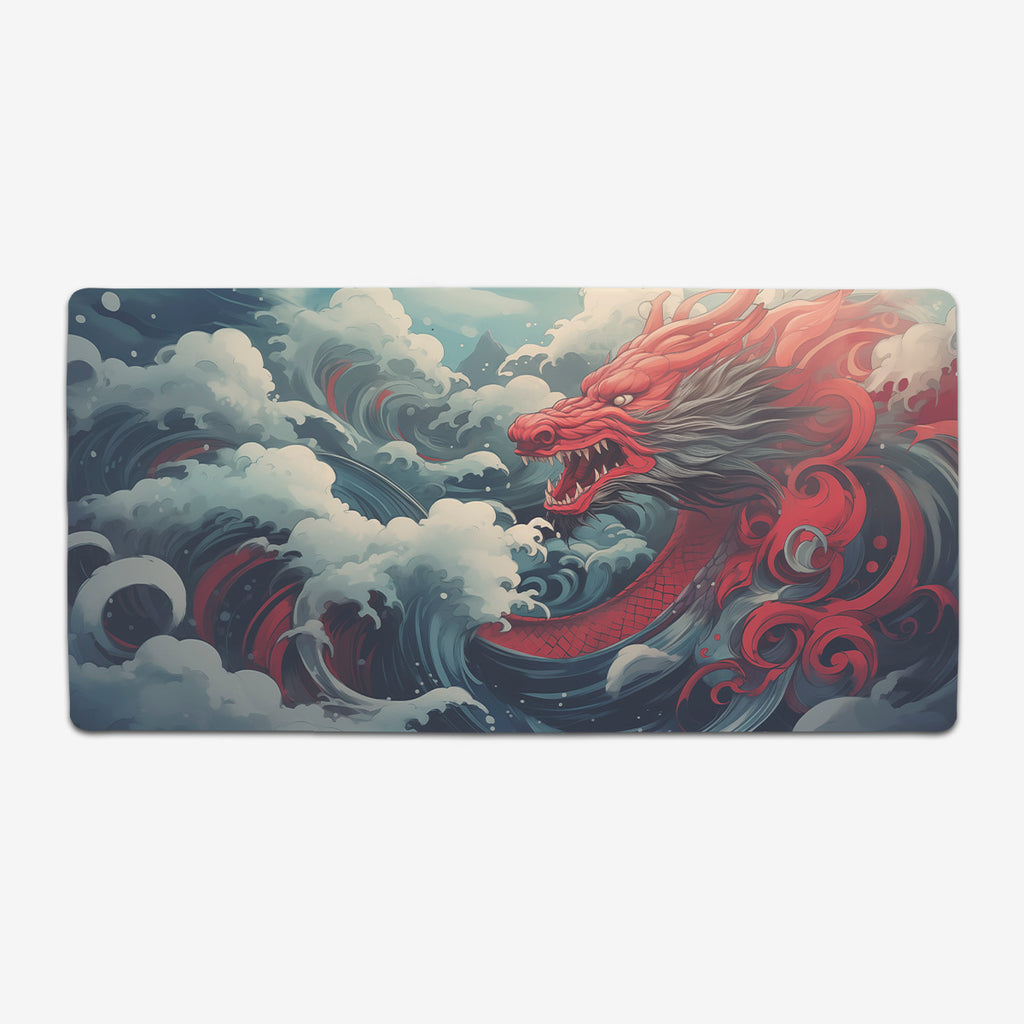 Red Japanese Water Dragon Extended Mousepad
