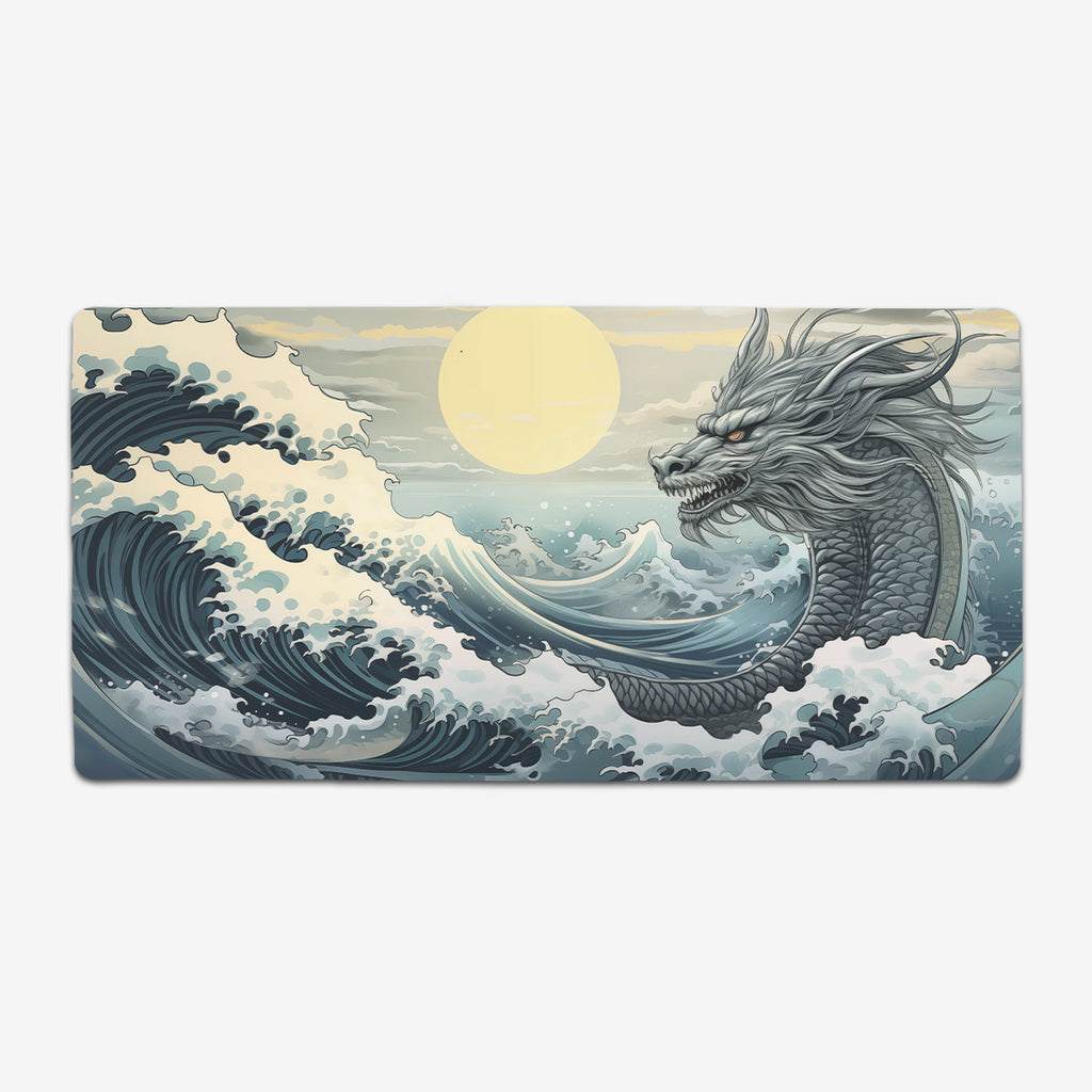 White Japanese Water Dragon Extended Mousepad