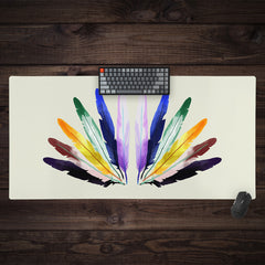 Rainbow Feathers Extended Mousepad