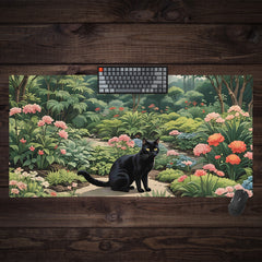 Kitty In A Botanical Garden Extended Mousepad