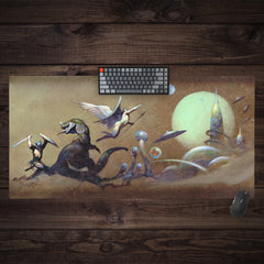 Outerspace Dinosaur Battle Extended Mousepad