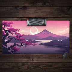 Pink Japanese Landscape Extended Mousepad