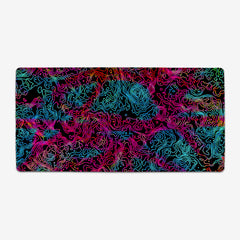 Neon Topographical Map Extended Mousepad