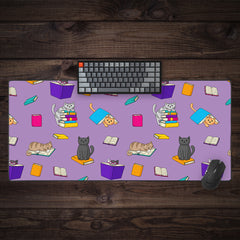 Book Cats Pattern Extended Mousepad
