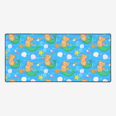 Mermaid Cats and Sea Shells Extended Mousepad