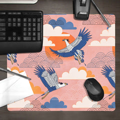 Bold Oriental Style Secretary Birds Mousepad