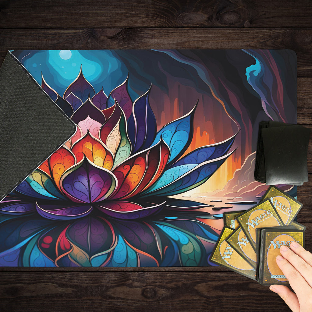 Stained Glass Lotus Prism Playmat Inked Gaming