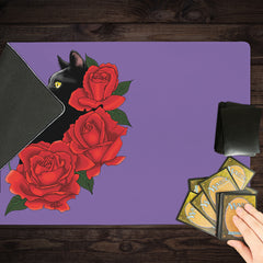 Black Cat And Roses Playmat