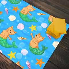 Mermaid Cats and Sea Shells Playmat