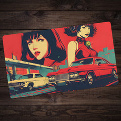 Vintage Cars And Red Hatred Playmat