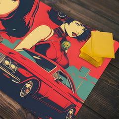 Vintage Cars And Red Hatred Playmat