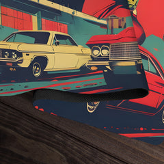 Vintage Cars And Red Hatred Playmat