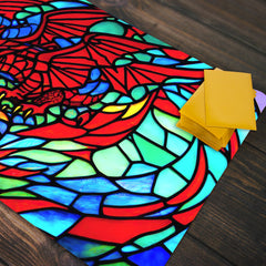 Red Stained Glass Dragon Playmat