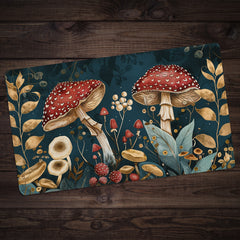Agaric Mushrooms and Leaves Playmat