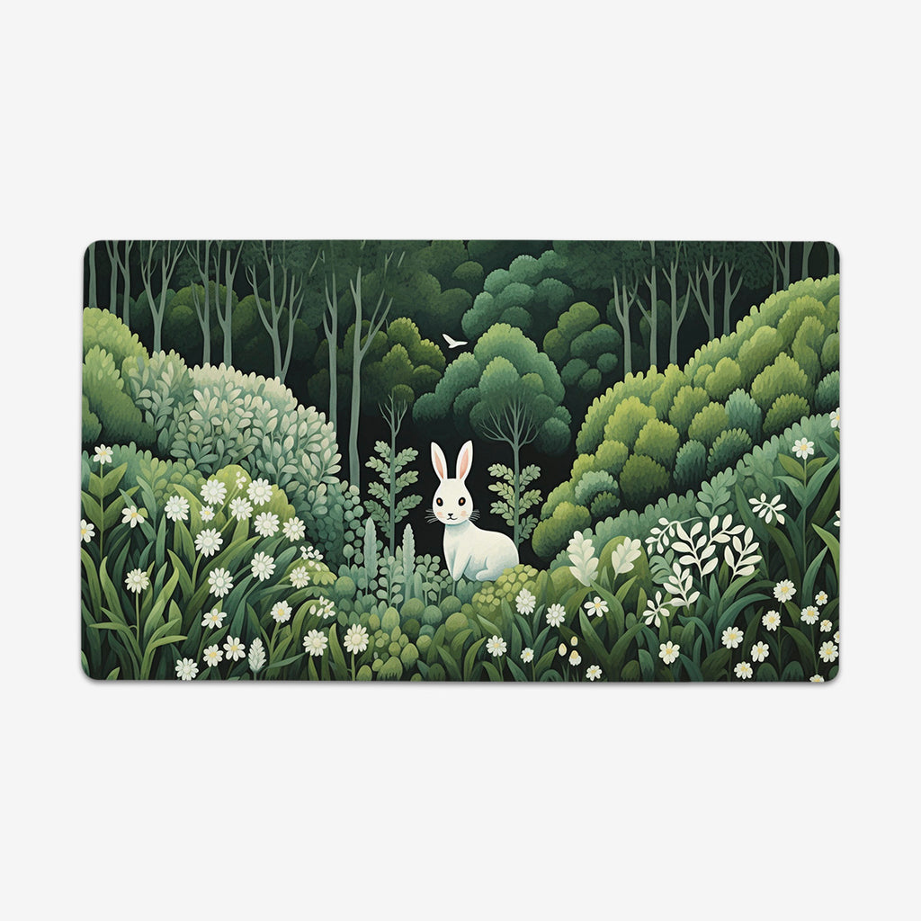 White Rabbit, White Flowers Playmat