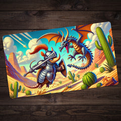 Armoredilla Fights Dragon Playmat