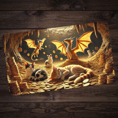 Golden Nap With Cats And Dragons Playmat
